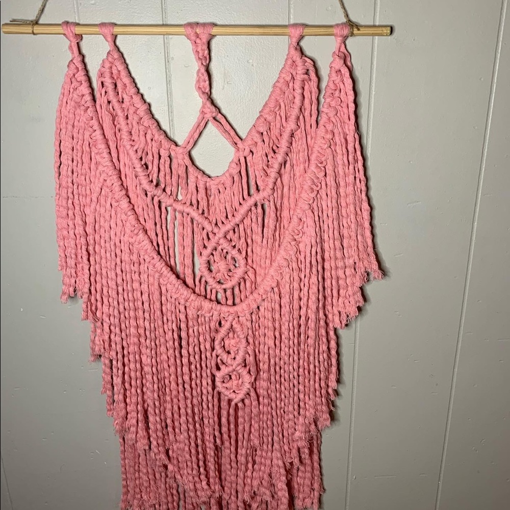 Handmade wall hangings and macrame.